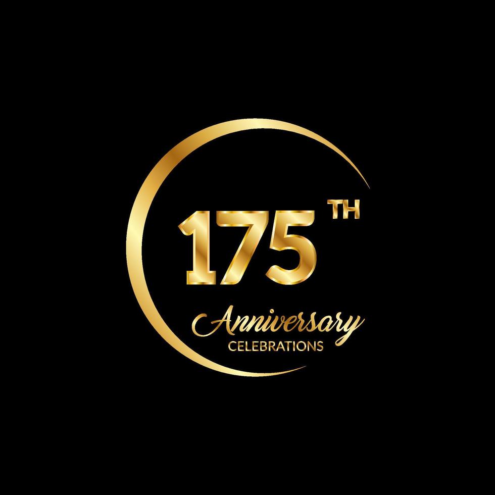 175 years anniversary. Anniversary template design concept with golden number , design for event, invitation card, greeting card, banner, poster, flyer, book cover and print. Vector Eps10