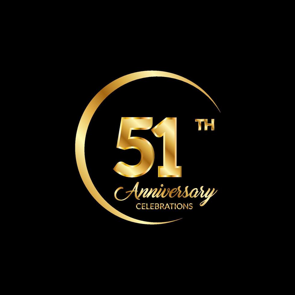 51 years anniversary. Anniversary template design concept with golden number , design for event, invitation card, greeting card, banner, poster, flyer, book cover and print. Vector Eps10