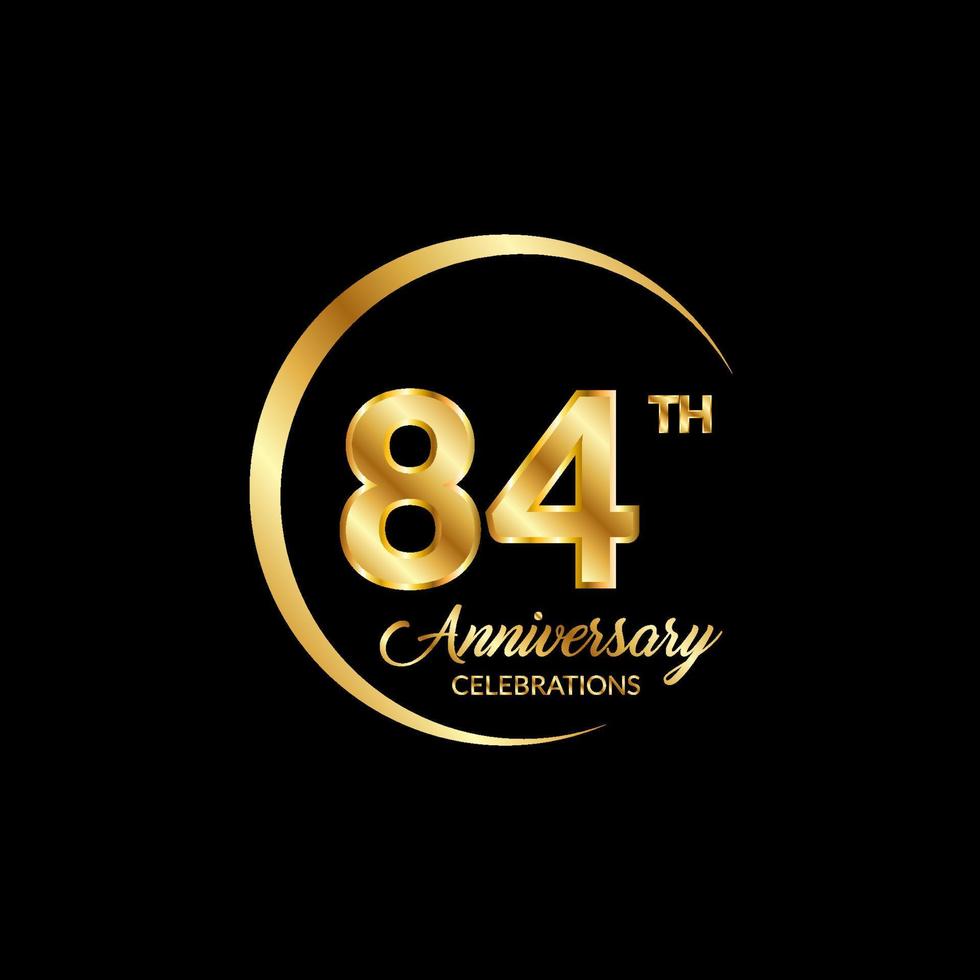 84 years anniversary. Anniversary template design concept with golden number , design for event, invitation card, greeting card, banner, poster, flyer, book cover and print. Vector Eps10