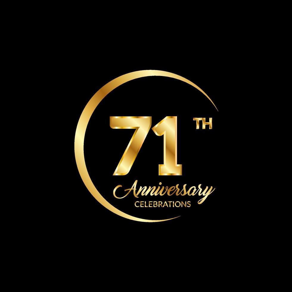 71 años aniversario. aniversario modelo diseño concepto con dorado número , diseño para evento, invitación tarjeta, saludo tarjeta, bandera, póster, volantes, libro cubrir y impresión. vector eps10