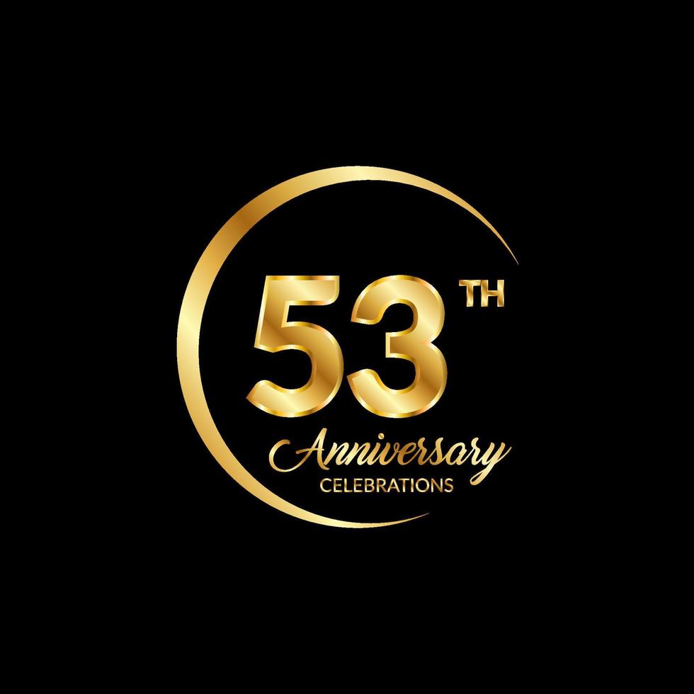 53 años aniversario. aniversario modelo diseño concepto con dorado número , diseño para evento, invitación tarjeta, saludo tarjeta, bandera, póster, volantes, libro cubrir y impresión. vector eps10