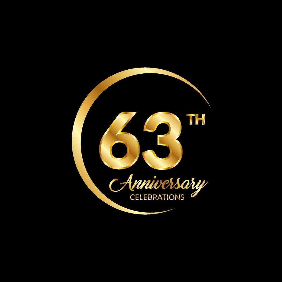 63 years anniversary. Anniversary template design concept with golden number , design for event, invitation card, greeting card, banner, poster, flyer, book cover and print. Vector Eps10