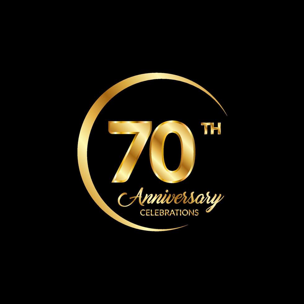 70 years anniversary. Anniversary template design concept with golden number , design for event, invitation card, greeting card, banner, poster, flyer, book cover and print. Vector Eps10