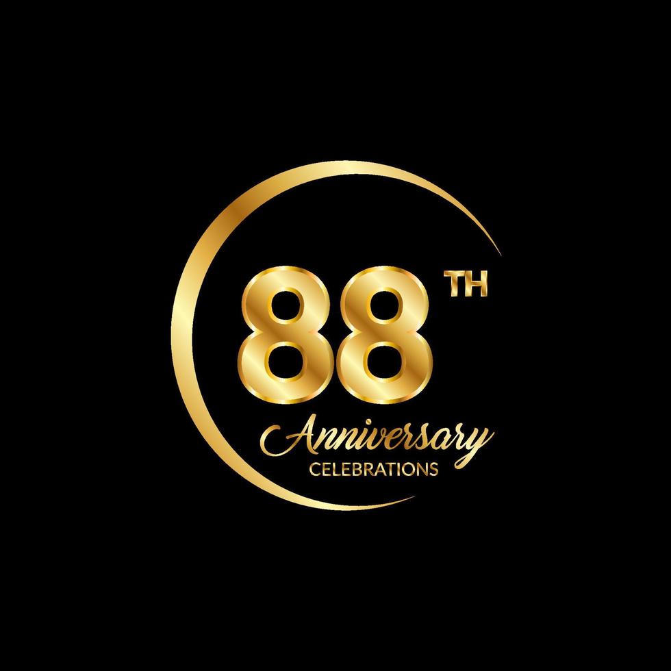 88 years anniversary. Anniversary template design concept with golden number , design for event, invitation card, greeting card, banner, poster, flyer, book cover and print. Vector Eps10