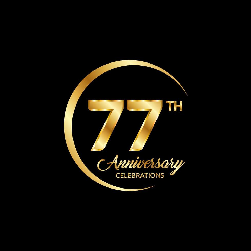 77 years anniversary. Anniversary template design concept with golden number , design for event, invitation card, greeting card, banner, poster, flyer, book cover and print. Vector Eps10