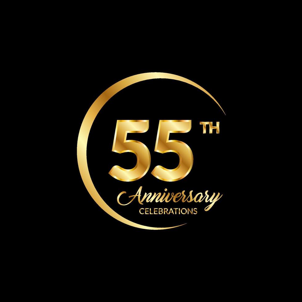 55 years anniversary. Anniversary template design concept with golden number , design for event, invitation card, greeting card, banner, poster, flyer, book cover and print. Vector Eps10