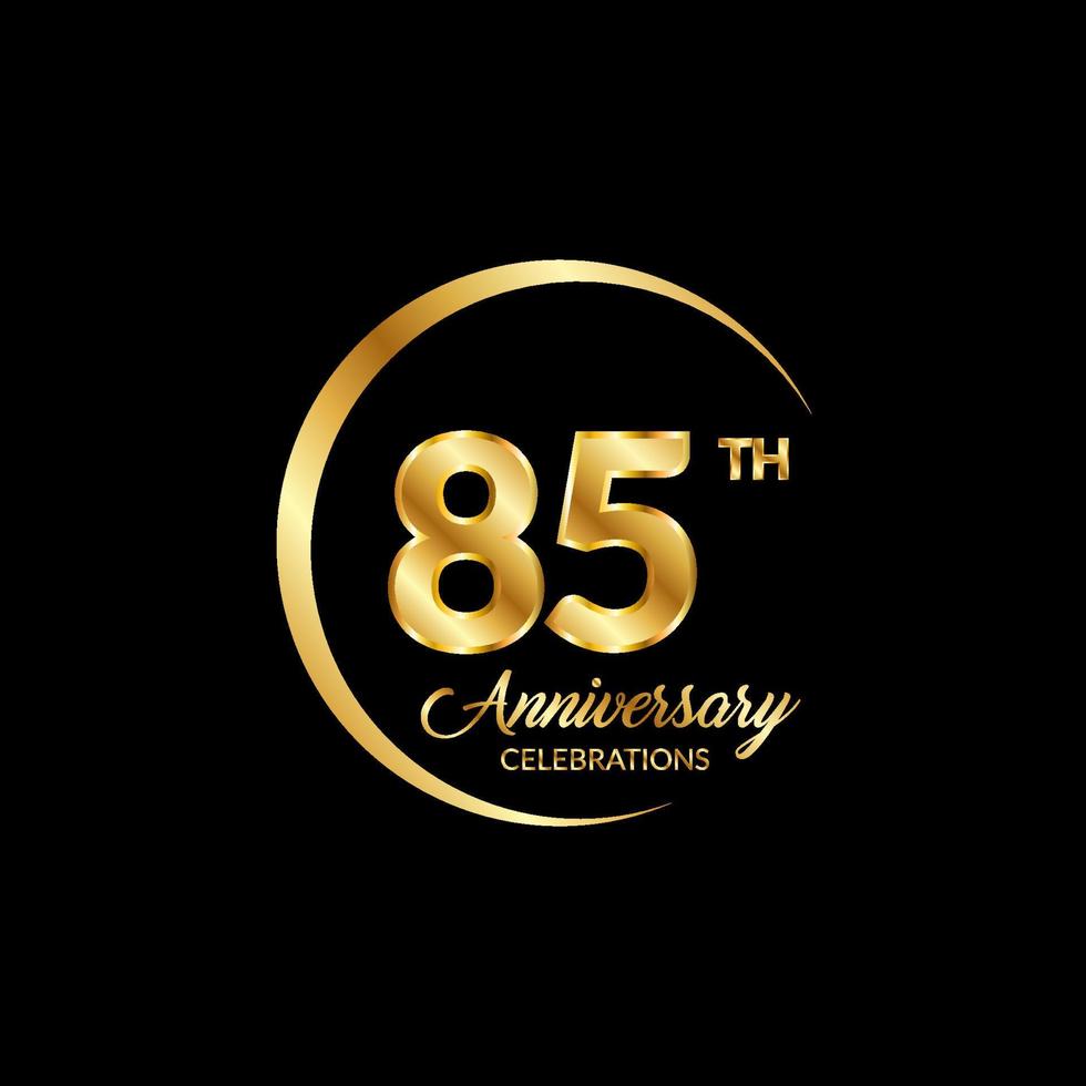 85 years anniversary. Anniversary template design concept with golden number , design for event, invitation card, greeting card, banner, poster, flyer, book cover and print. Vector Eps10