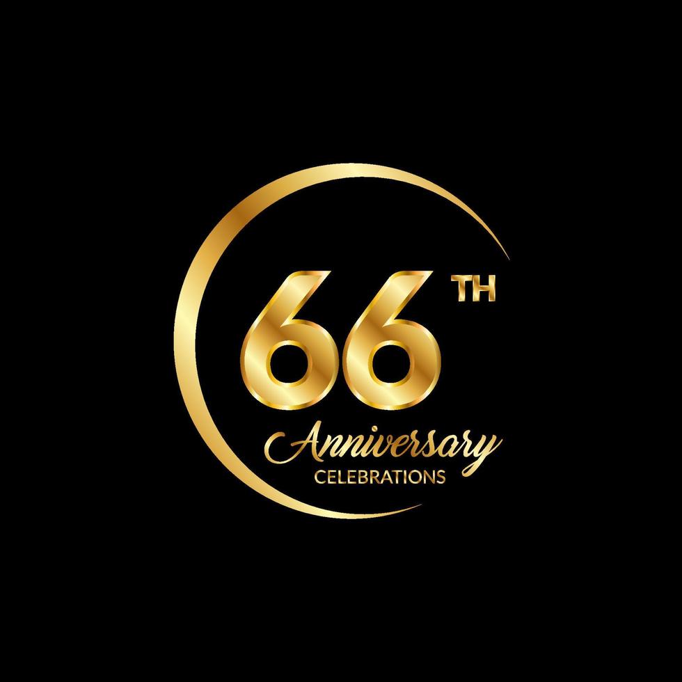 66 years anniversary. Anniversary template design concept with golden number , design for event, invitation card, greeting card, banner, poster, flyer, book cover and print. Vector Eps10