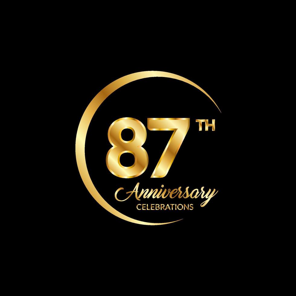 87 years anniversary. Anniversary template design concept with golden number , design for event, invitation card, greeting card, banner, poster, flyer, book cover and print. Vector Eps10