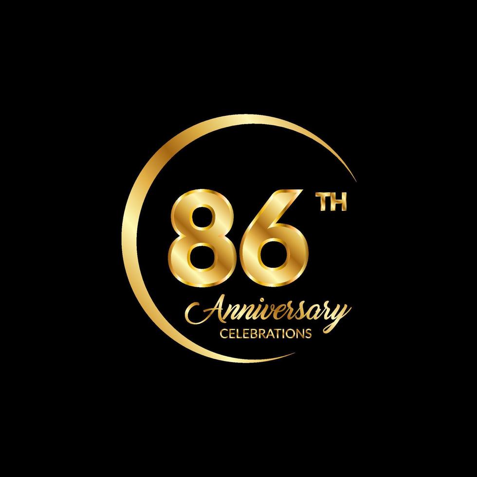 86 years anniversary. Anniversary template design concept with golden number , design for event, invitation card, greeting card, banner, poster, flyer, book cover and print. Vector Eps10