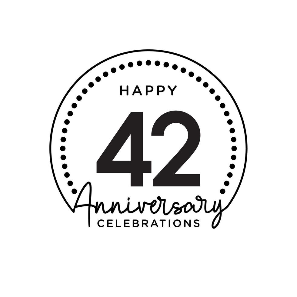 42 years anniversary. Anniversary template design concept, monochrome, design for event, invitation card, greeting card, banner, poster, flyer, book cover and print. Vector Eps10