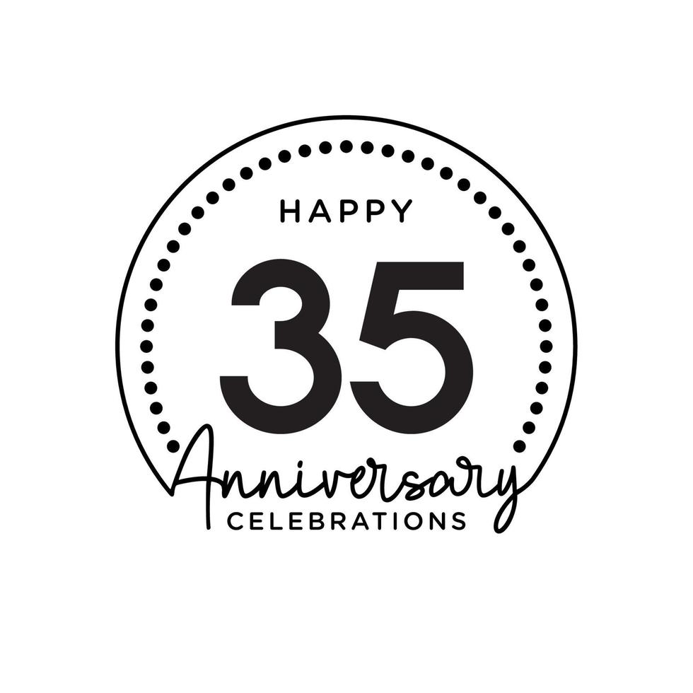 35 years anniversary. Anniversary template design concept, monochrome, design for event, invitation card, greeting card, banner, poster, flyer, book cover and print. Vector Eps10
