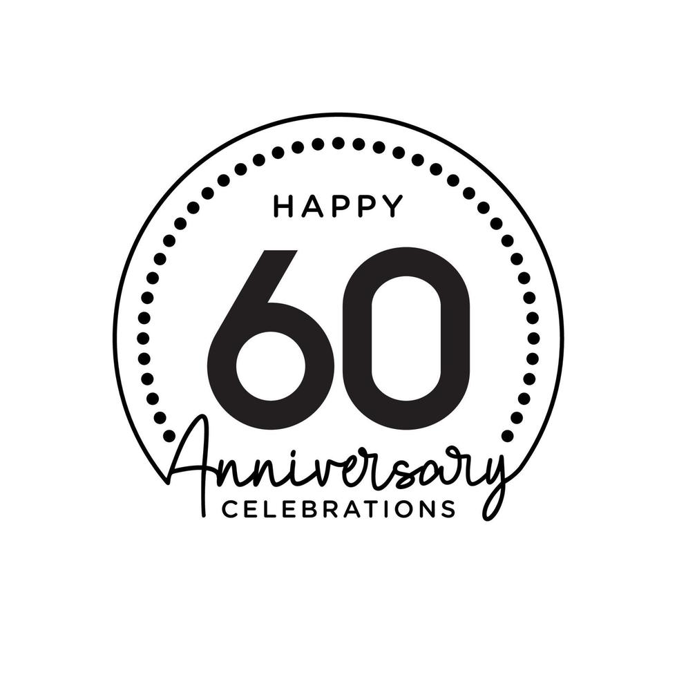 60 years anniversary. Anniversary template design concept, monochrome, design for event, invitation card, greeting card, banner, poster, flyer, book cover and print. Vector Eps10