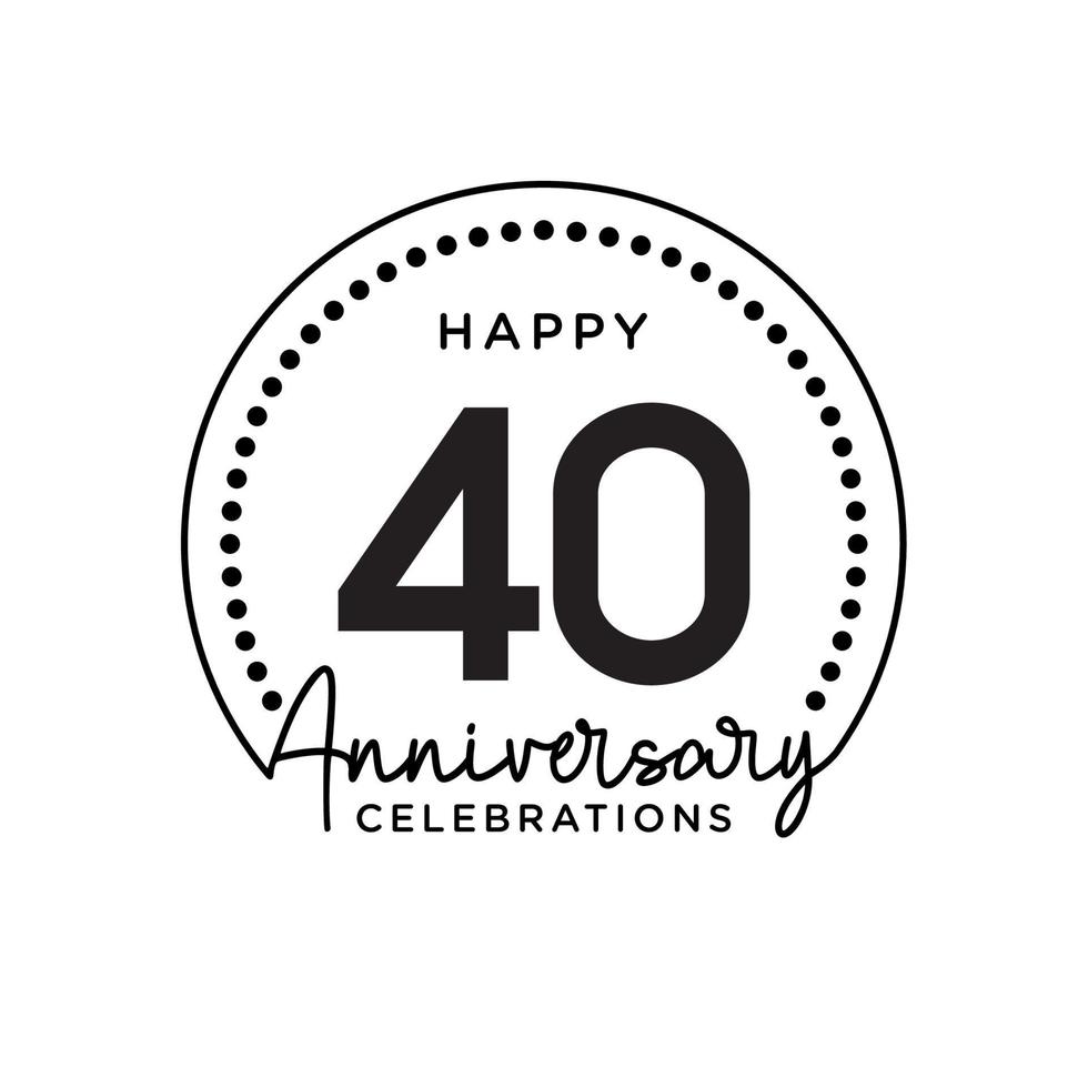 40 years anniversary. Anniversary template design concept, monochrome, design for event, invitation card, greeting card, banner, poster, flyer, book cover and print. Vector Eps10