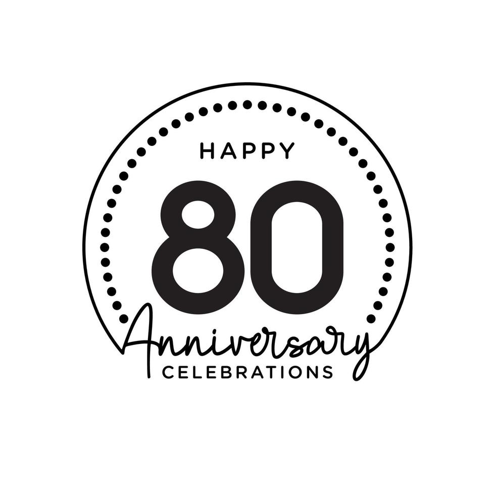 80 years anniversary. Anniversary template design concept, monochrome, design for event, invitation card, greeting card, banner, poster, flyer, book cover and print. Vector Eps10