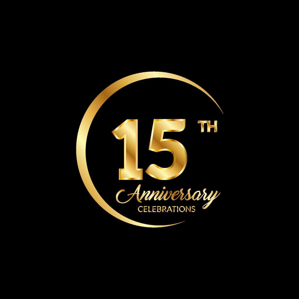 15 years anniversary. Anniversary template design concept with golden number , design for event, invitation card, greeting card, banner, poster, flyer, book cover and print. Vector Eps10