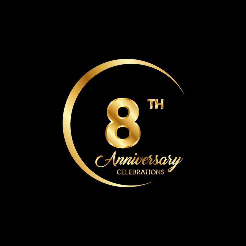 8 years anniversary. Anniversary template design concept with golden number , design for event, invitation card, greeting card, banner, poster, flyer, book cover and print. Vector Eps10