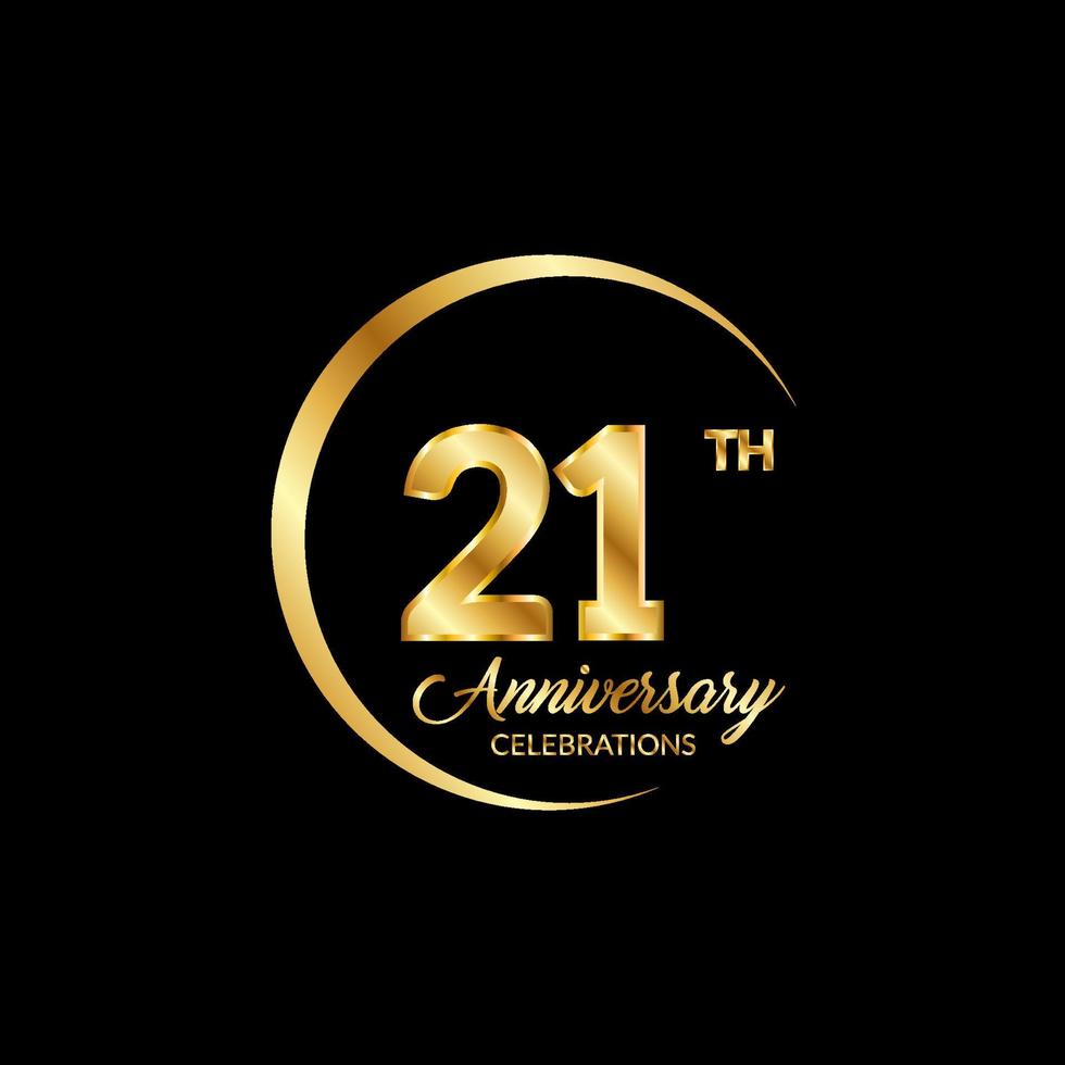 21 años aniversario. aniversario modelo diseño concepto con dorado número , diseño para evento, invitación tarjeta, saludo tarjeta, bandera, póster, volantes, libro cubrir y impresión. vector eps10