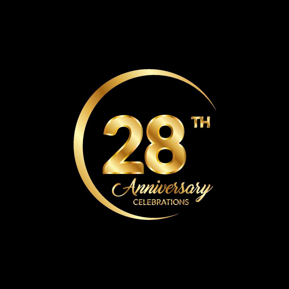 28 years anniversary. Anniversary template design concept with golden number , design for event, invitation card, greeting card, banner, poster, flyer, book cover and print. Vector Eps10