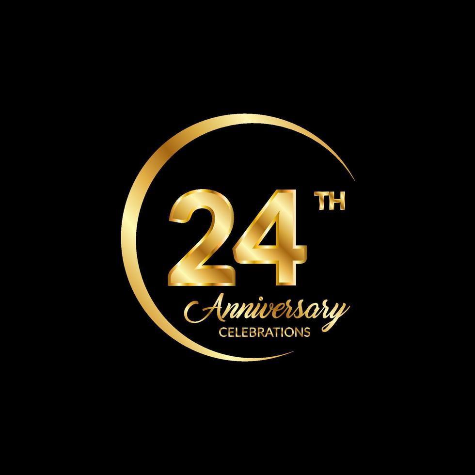 24 years anniversary. Anniversary template design concept with golden number , design for event, invitation card, greeting card, banner, poster, flyer, book cover and print. Vector Eps10