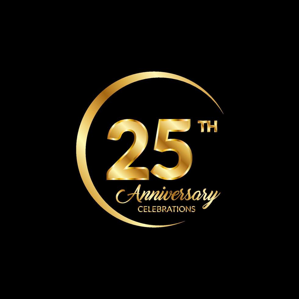 25 años aniversario. aniversario modelo diseño concepto con dorado número , diseño para evento, invitación tarjeta, saludo tarjeta, bandera, póster, volantes, libro cubrir y impresión. vector eps10