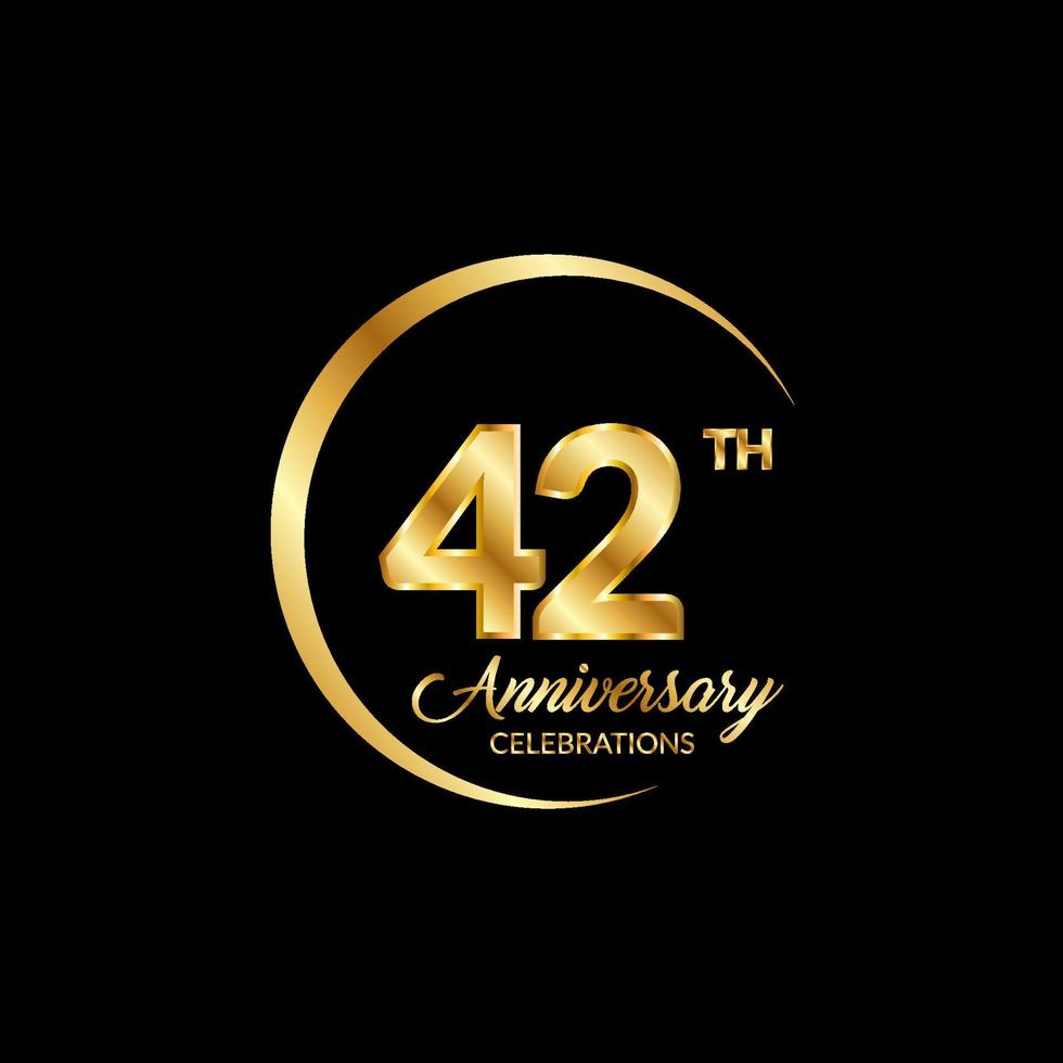 42 años aniversario. aniversario modelo diseño concepto con dorado número , diseño para evento, invitación tarjeta, saludo tarjeta, bandera, póster, volantes, libro cubrir y impresión. vector eps10