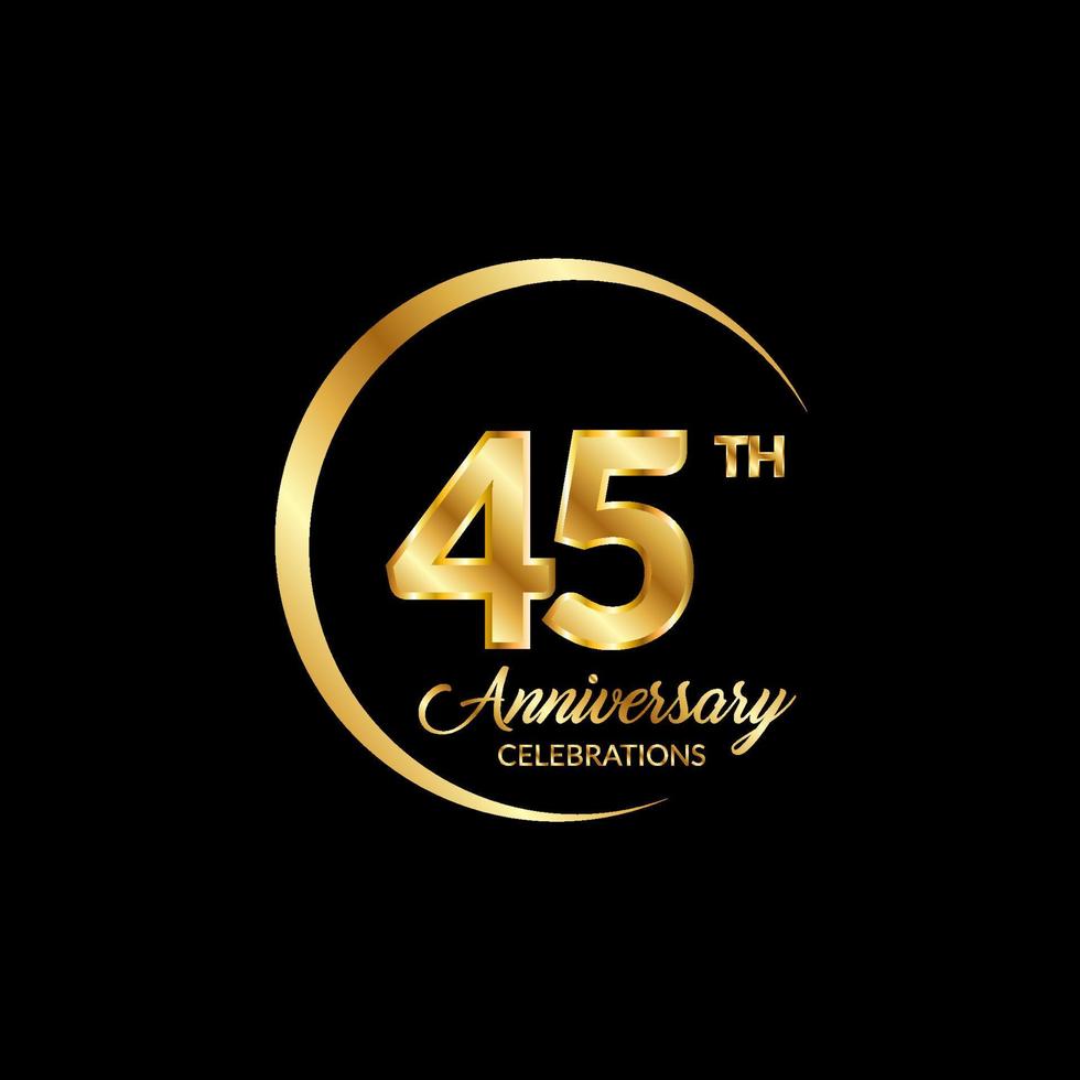 45 years anniversary. Anniversary template design concept with golden number , design for event, invitation card, greeting card, banner, poster, flyer, book cover and print. Vector Eps10