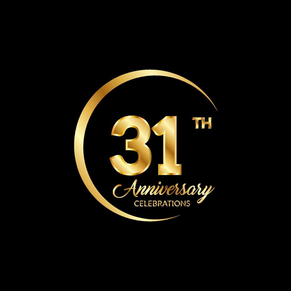 31 years anniversary. Anniversary template design concept with golden number , design for event, invitation card, greeting card, banner, poster, flyer, book cover and print. Vector Eps10