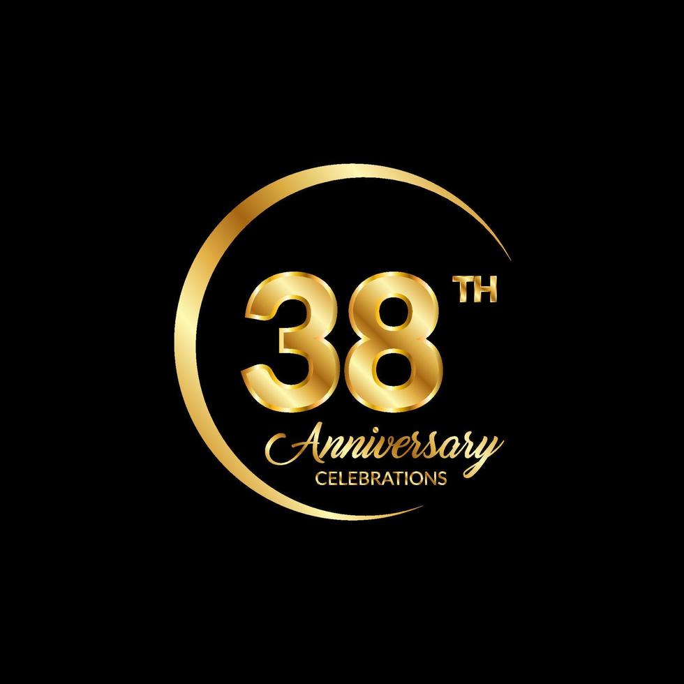 38 años aniversario. aniversario modelo diseño concepto con dorado número , diseño para evento, invitación tarjeta, saludo tarjeta, bandera, póster, volantes, libro cubrir y impresión. vector eps10