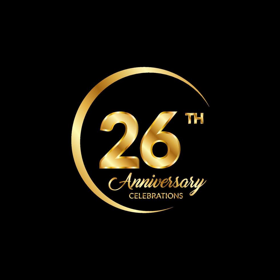 26 years anniversary. Anniversary template design concept with golden number , design for event, invitation card, greeting card, banner, poster, flyer, book cover and print. Vector Eps10