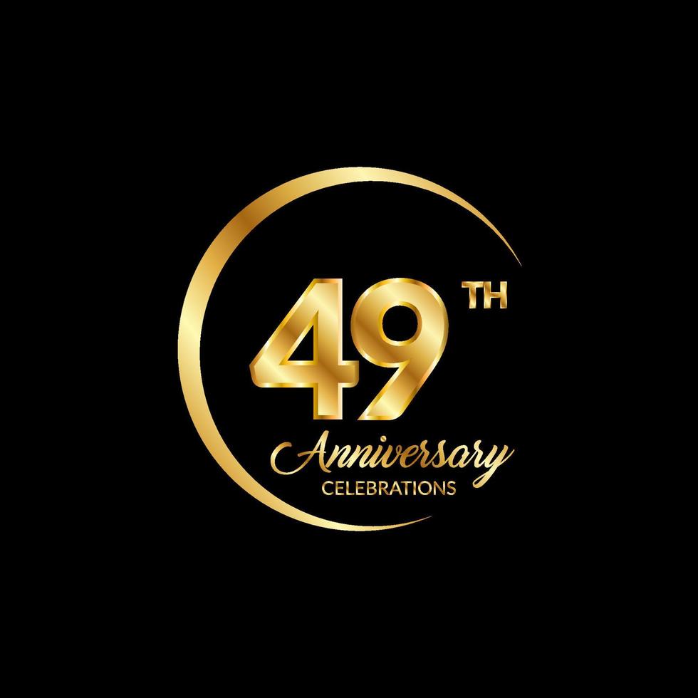 49 years anniversary. Anniversary template design concept with golden number , design for event, invitation card, greeting card, banner, poster, flyer, book cover and print. Vector Eps10