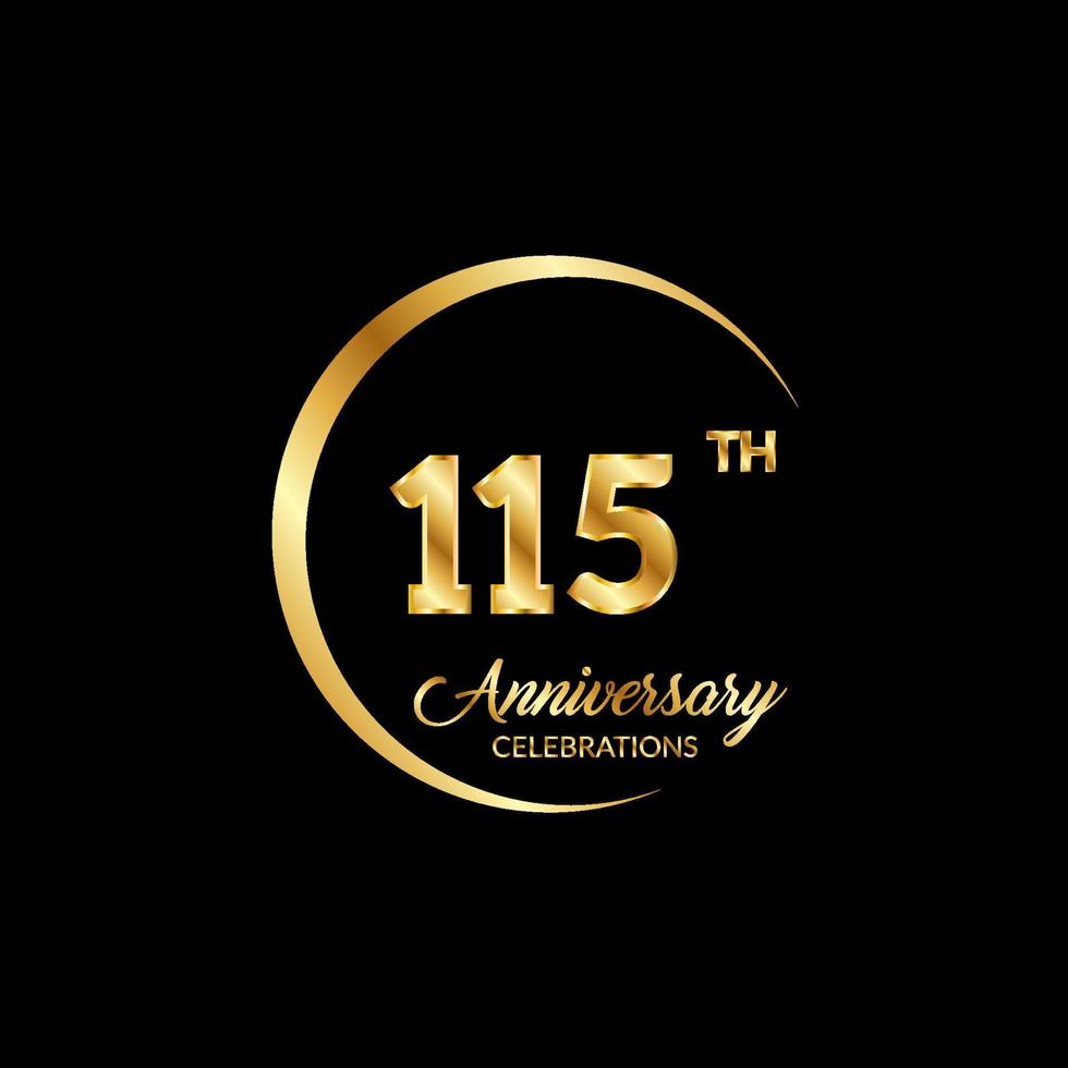 115 years anniversary. Anniversary template design concept with golden number , design for event, invitation card, greeting card, banner, poster, flyer, book cover and print. Vector Eps10