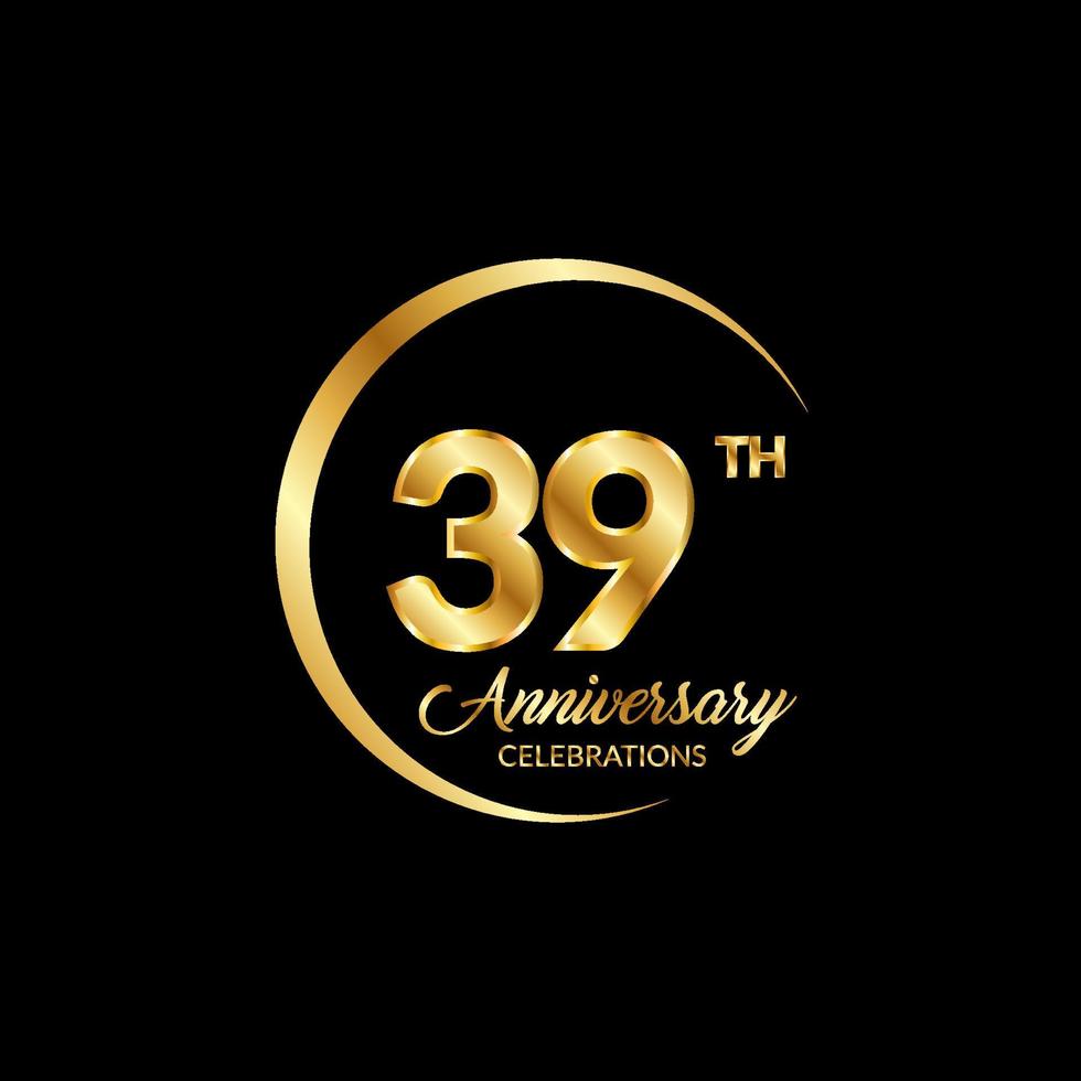 39 years anniversary. Anniversary template design concept with golden number , design for event, invitation card, greeting card, banner, poster, flyer, book cover and print. Vector Eps10