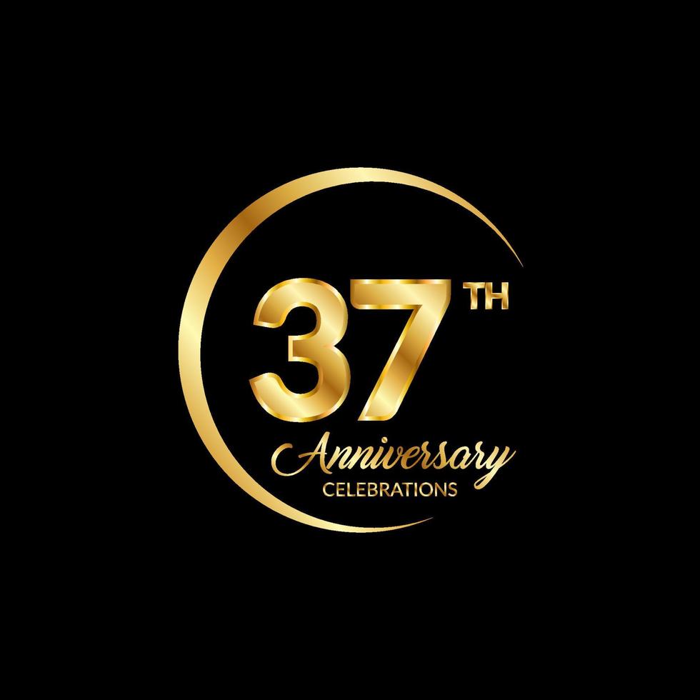 37 years anniversary. Anniversary template design concept with golden number , design for event, invitation card, greeting card, banner, poster, flyer, book cover and print. Vector Eps10