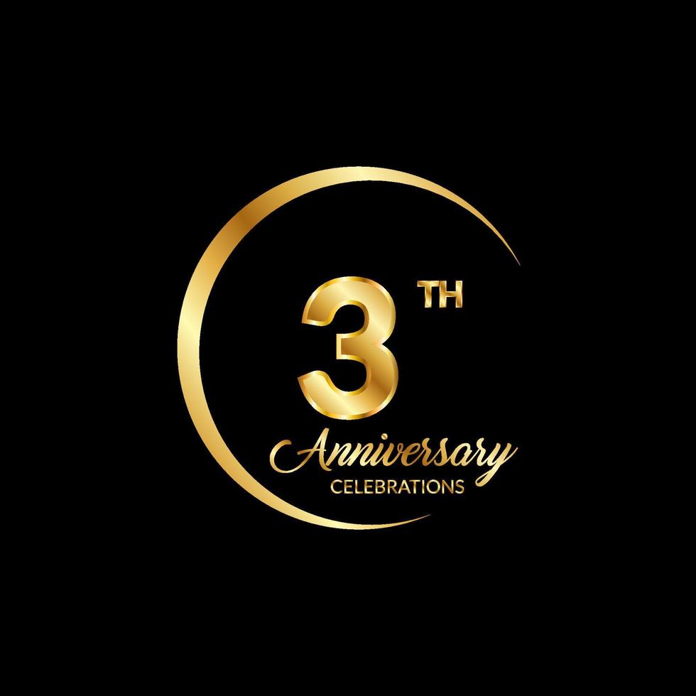 3 years anniversary. Anniversary template design concept with golden number , design for event, invitation card, greeting card, banner, poster, flyer, book cover and print. Vector Eps10