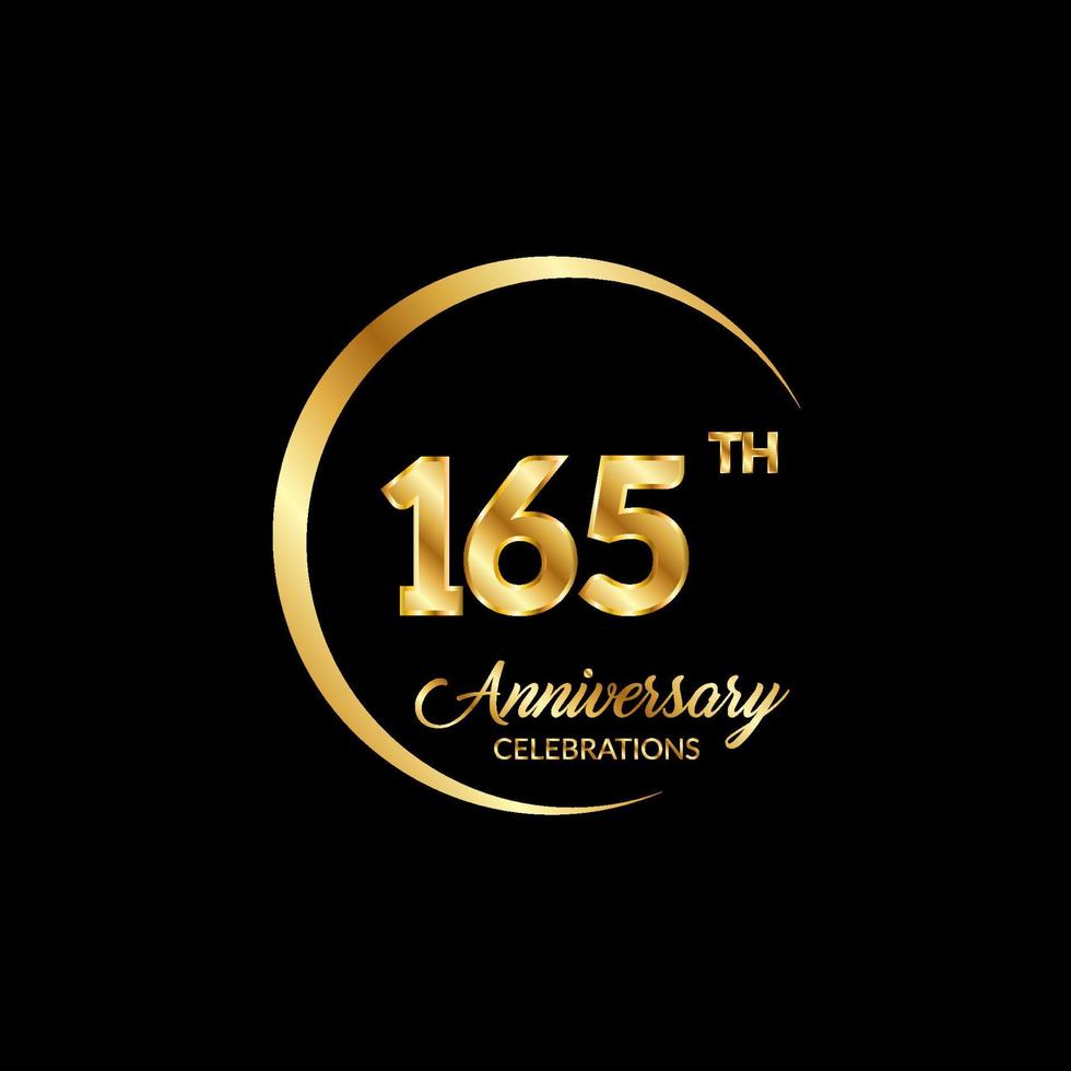 165 years anniversary. Anniversary template design concept with golden number , design for event, invitation card, greeting card, banner, poster, flyer, book cover and print. Vector Eps10