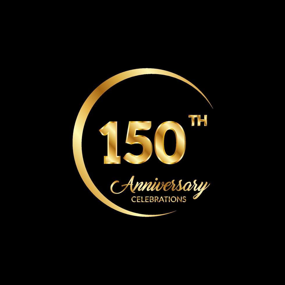 150 years anniversary. Anniversary template design concept with golden number , design for event, invitation card, greeting card, banner, poster, flyer, book cover and print. Vector Eps10