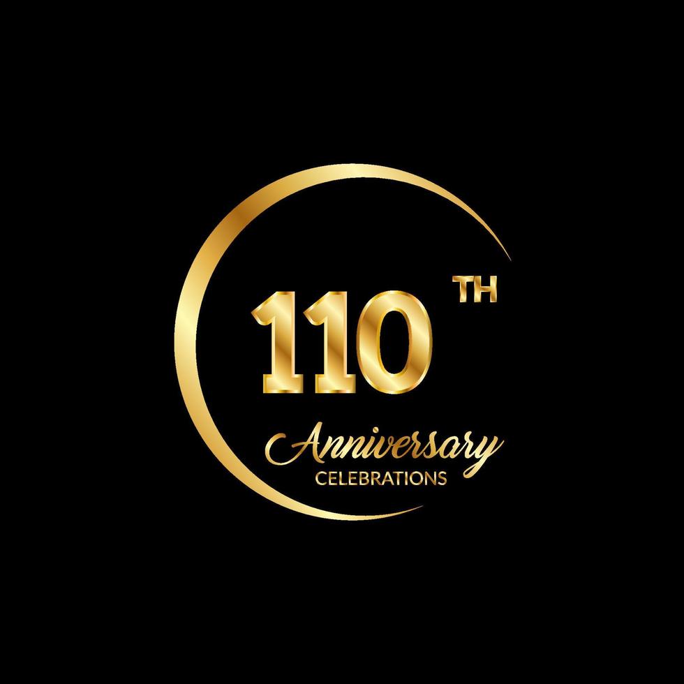 110 years anniversary. Anniversary template design concept with golden number , design for event, invitation card, greeting card, banner, poster, flyer, book cover and print. Vector Eps10