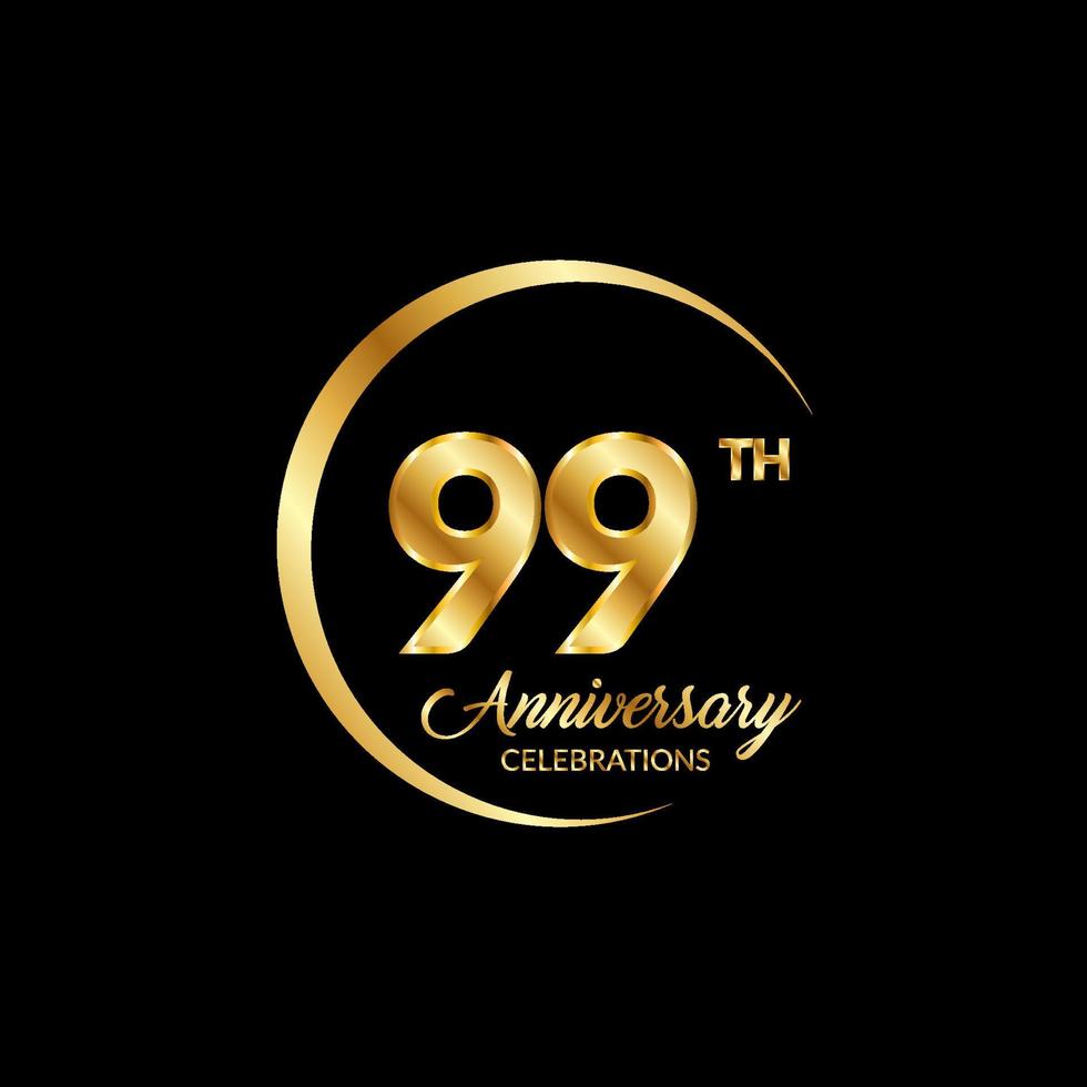99 years anniversary. Anniversary template design concept with golden number , design for event, invitation card, greeting card, banner, poster, flyer, book cover and print. Vector Eps10