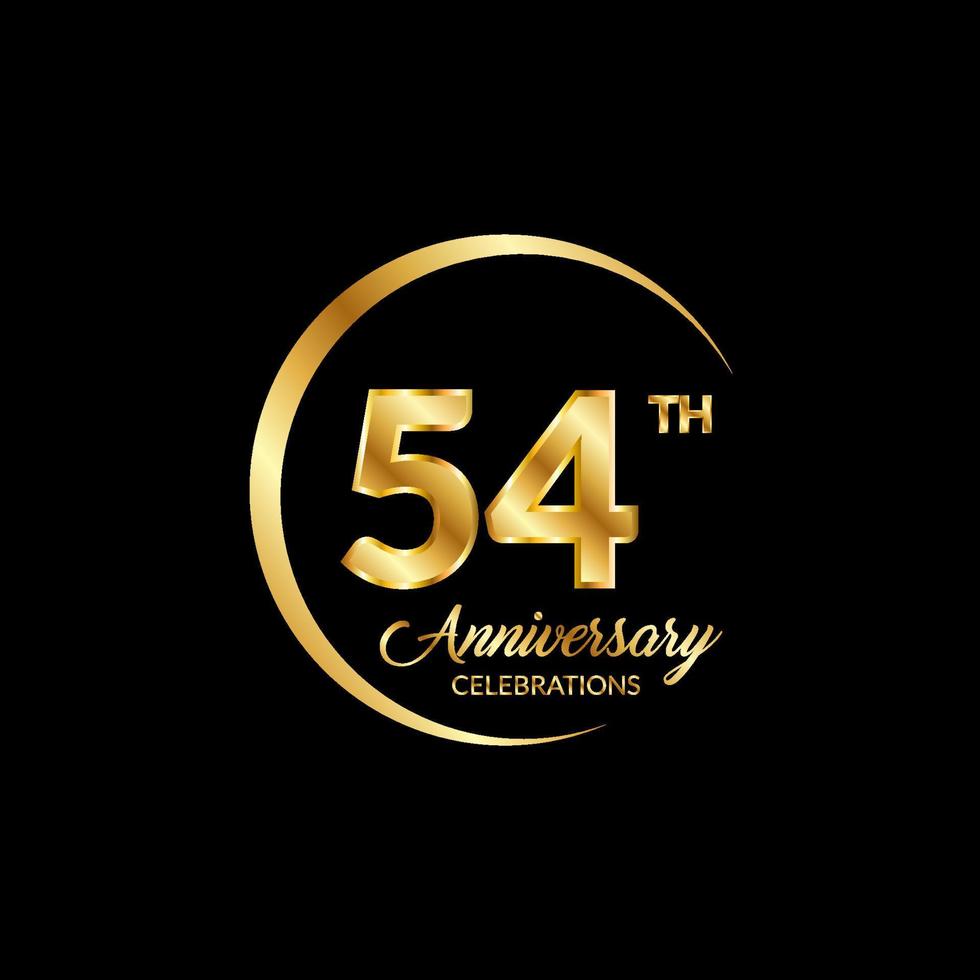 54 years anniversary. Anniversary template design concept with golden number , design for event, invitation card, greeting card, banner, poster, flyer, book cover and print. Vector Eps10