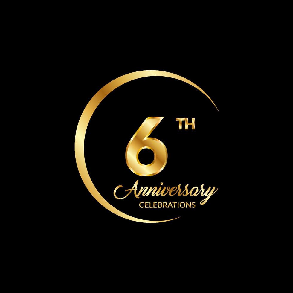 6 years anniversary. Anniversary template design concept with golden number , design for event, invitation card, greeting card, banner, poster, flyer, book cover and print. Vector Eps10