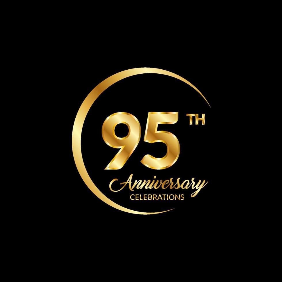 95 years anniversary. Anniversary template design concept with golden number , design for event, invitation card, greeting card, banner, poster, flyer, book cover and print. Vector Eps10