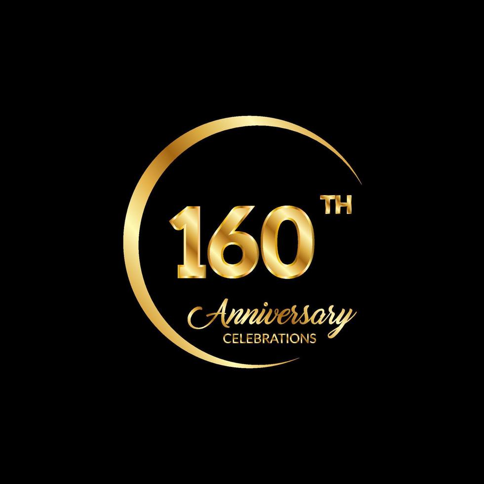 160 years anniversary. Anniversary template design concept with golden number , design for event, invitation card, greeting card, banner, poster, flyer, book cover and print. Vector Eps10