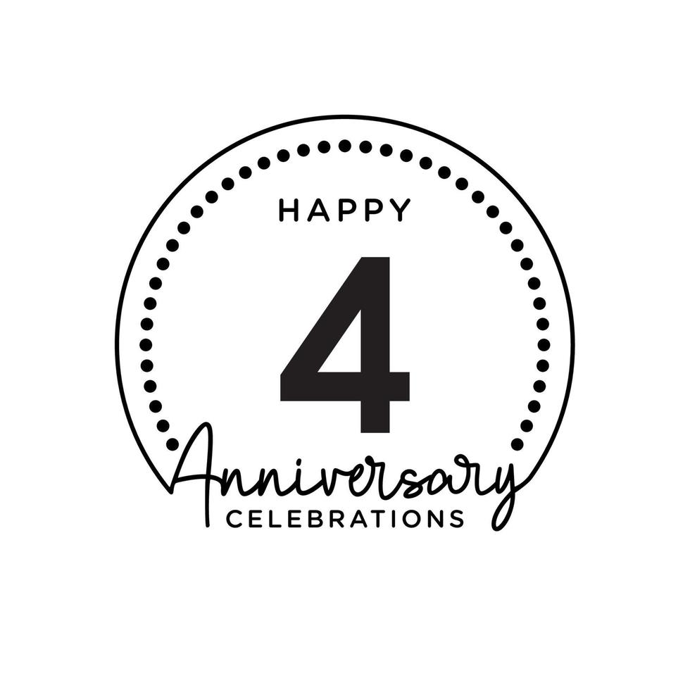4 years anniversary. Anniversary template design concept, monochrome, design for event, invitation card, greeting card, banner, poster, flyer, book cover and print. Vector Eps10