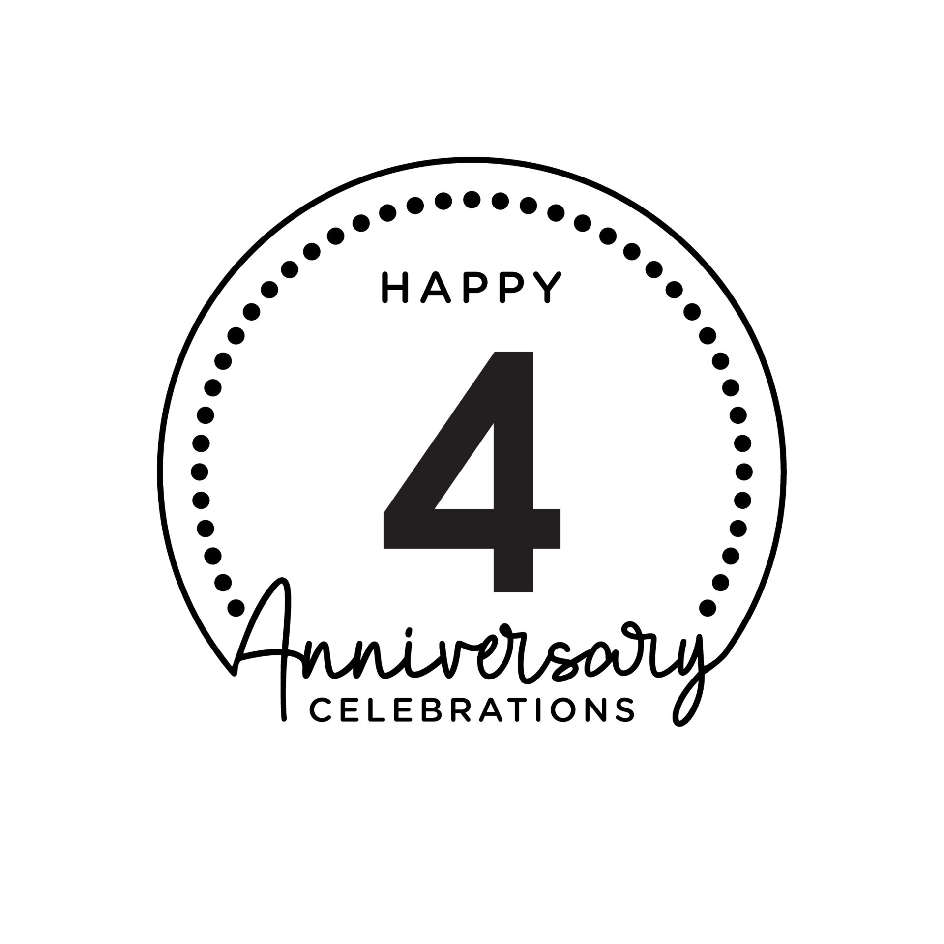 4 years anniversary. Anniversary template design concept, monochrome