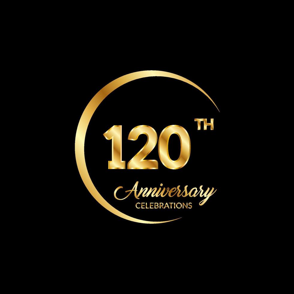 120 years anniversary. Anniversary template design concept with golden number , design for event, invitation card, greeting card, banner, poster, flyer, book cover and print. Vector Eps10