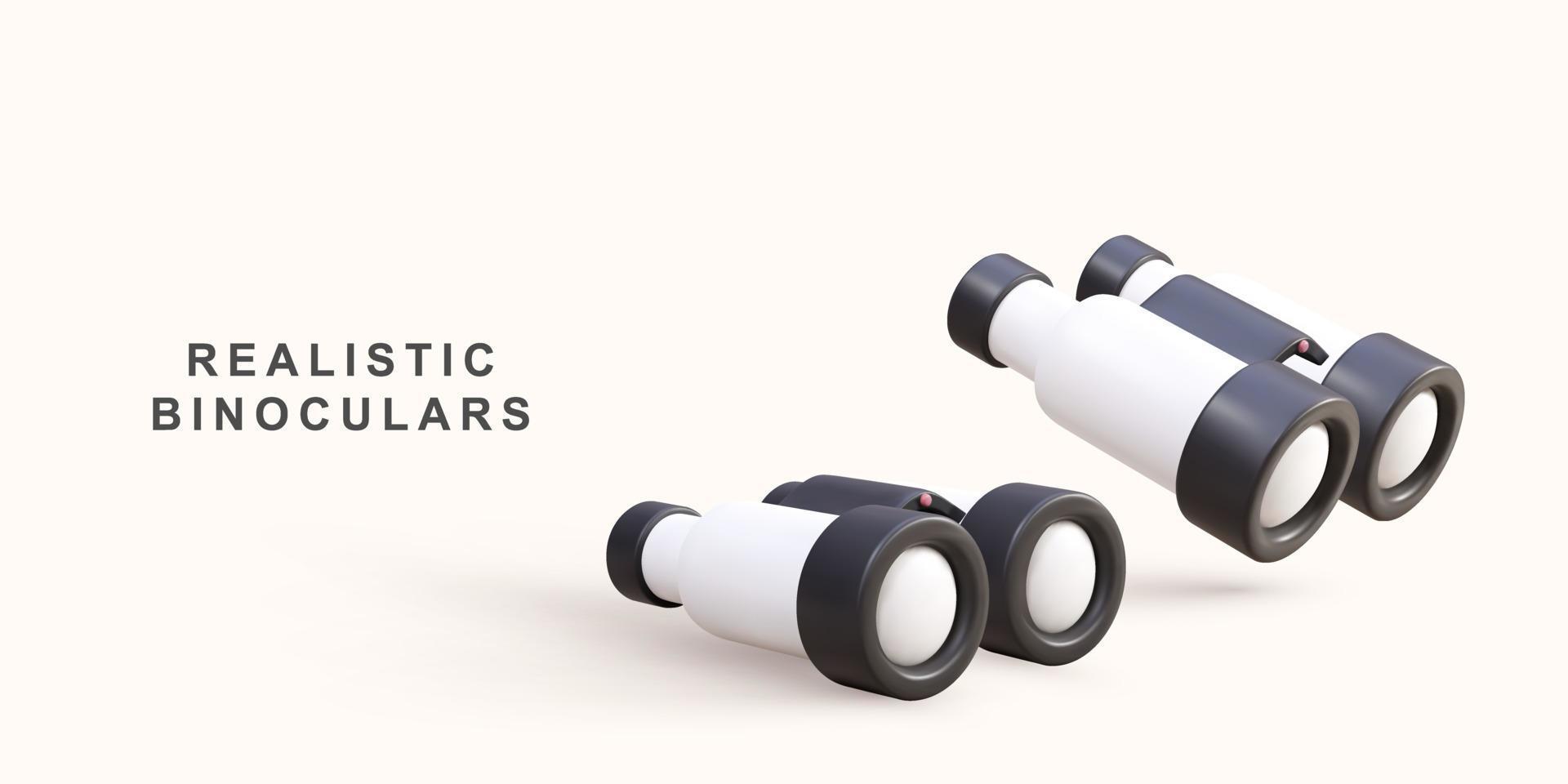 3d two realistic binoculars. Vector illustration.