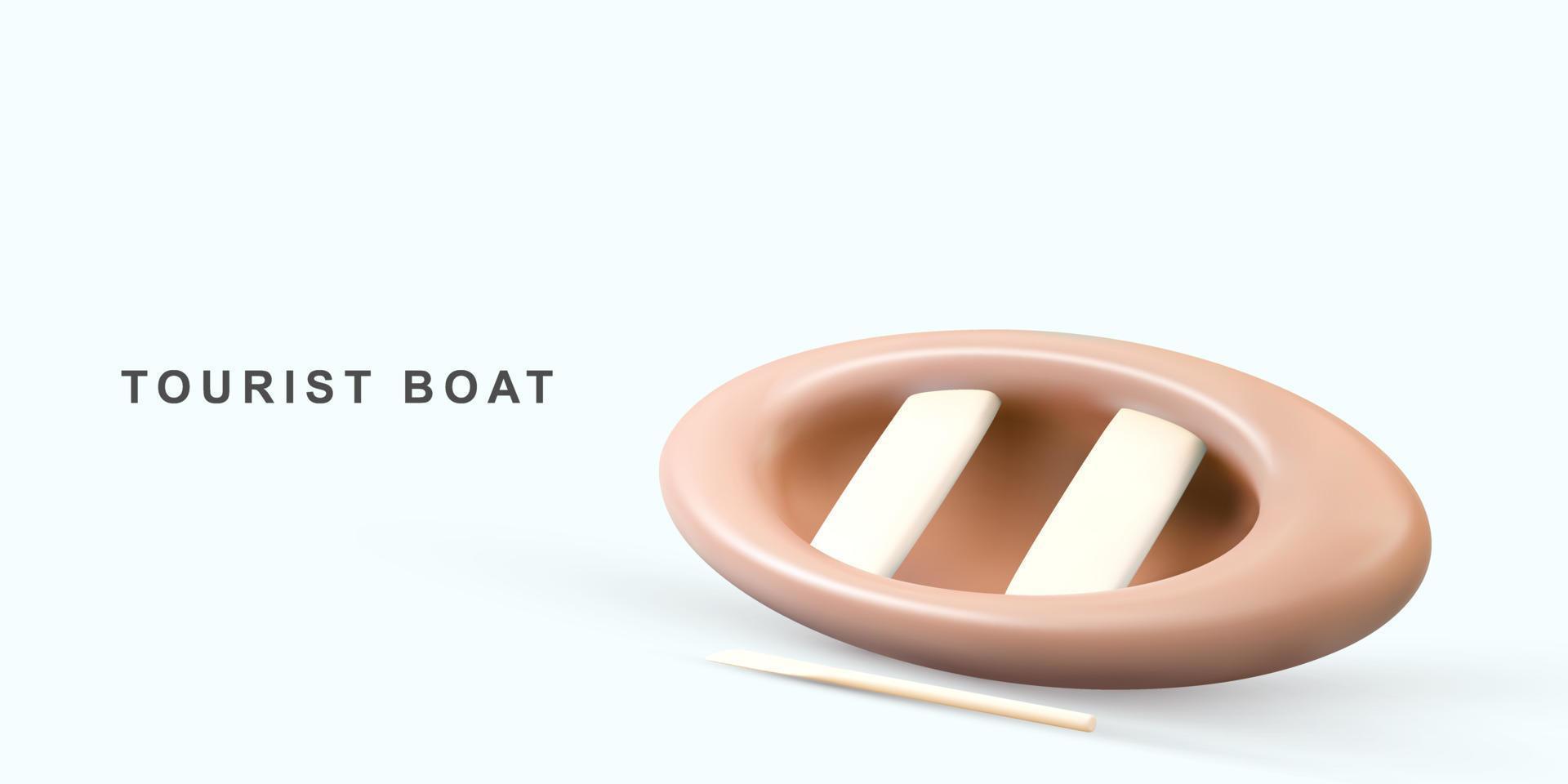 3d realistic tourist boat. Vector illustration.