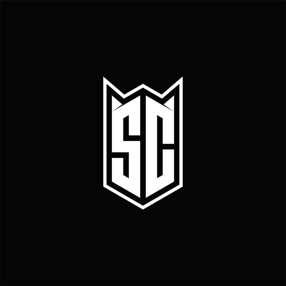SC Logo monogram with shield shape designs template vector