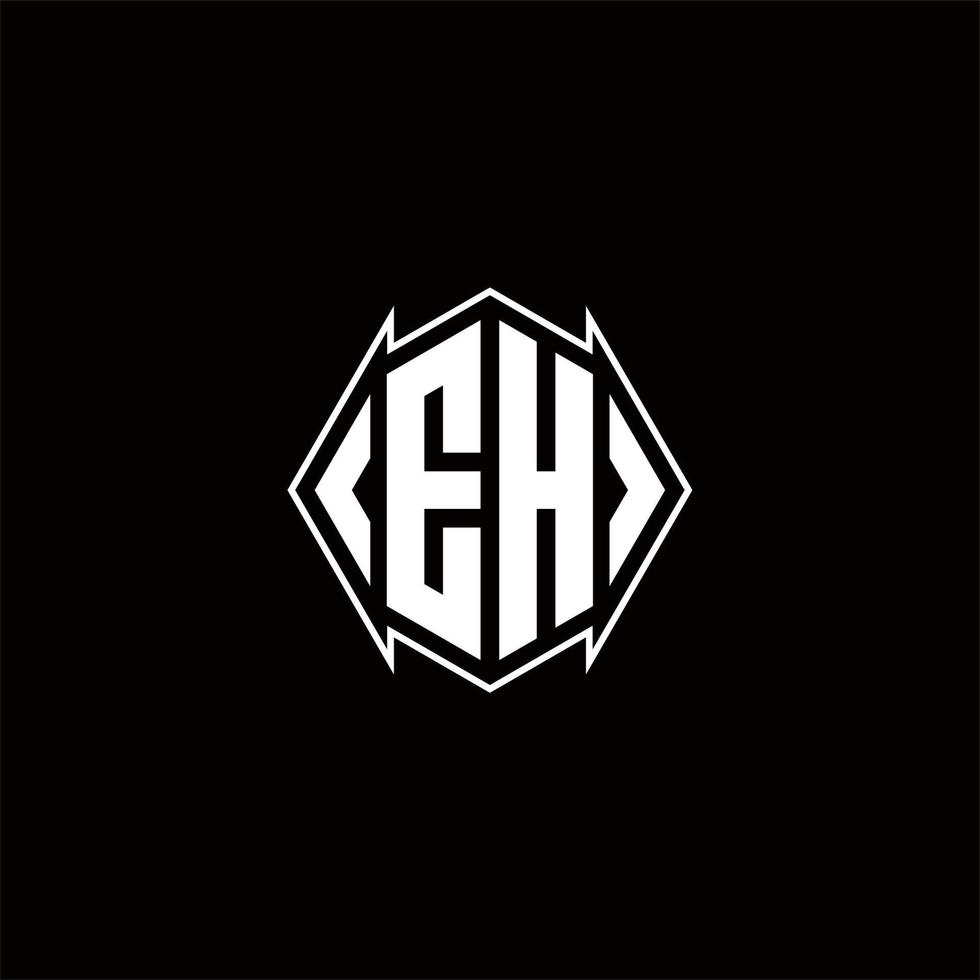 EH Logo monogram with shield shape designs template vector